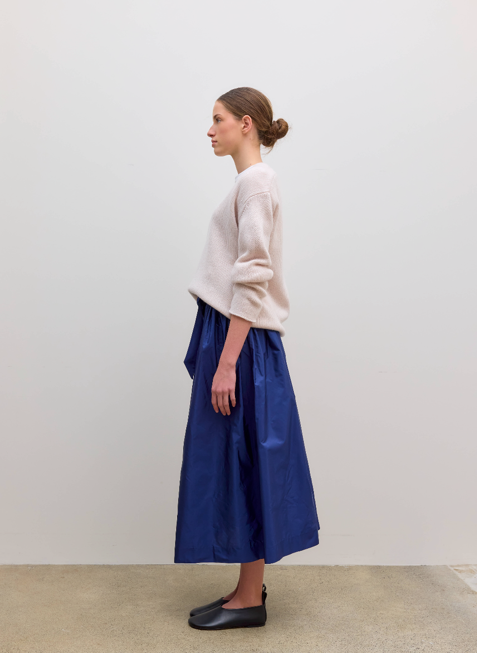 Gathered Skirt Silk Taffeta Navy