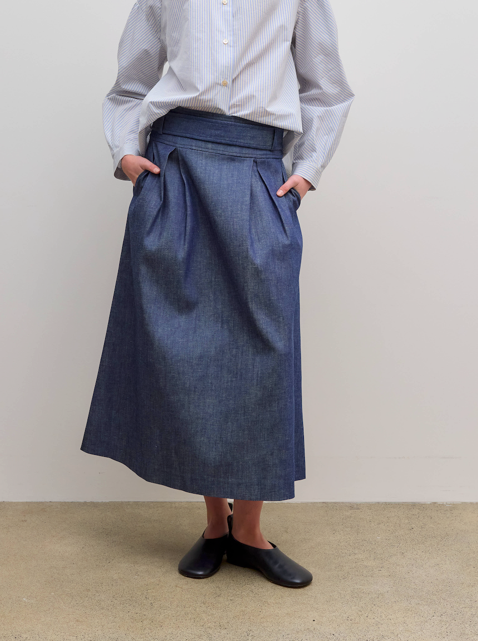 A Line Long Skirt Denim