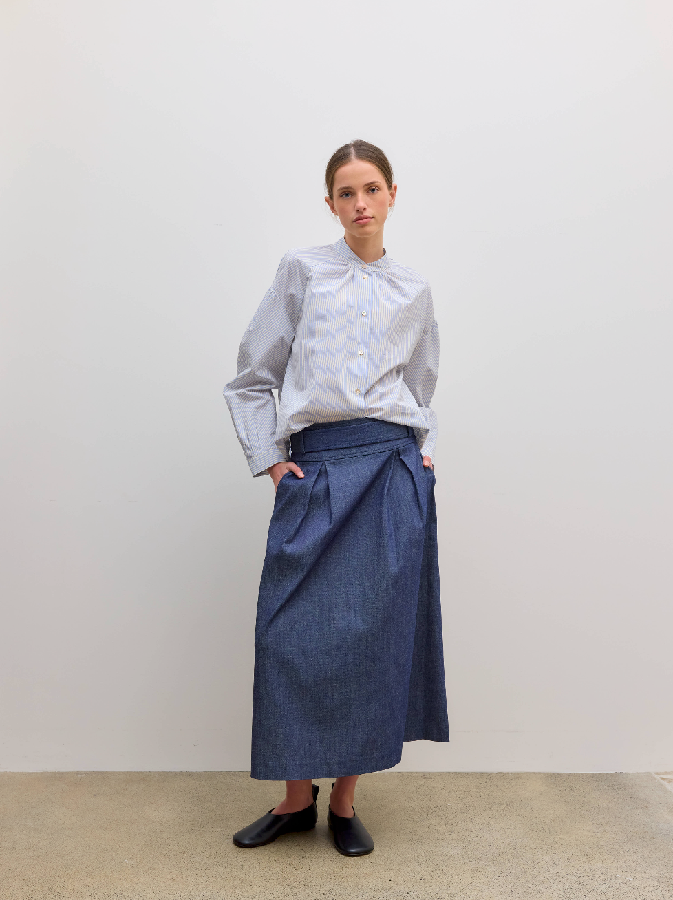 A Line Long Skirt Denim