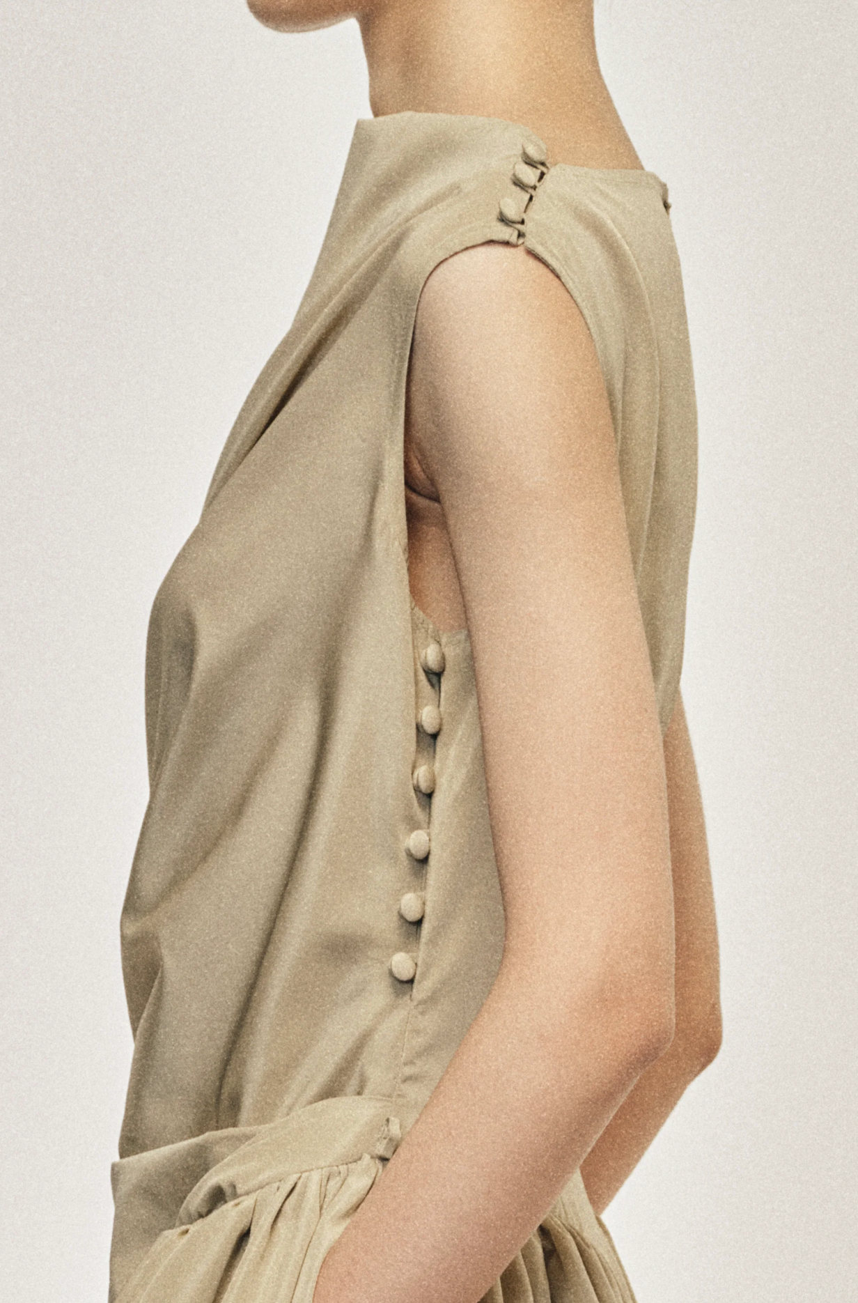Draped Dress Hip Detail Stone Taffeta