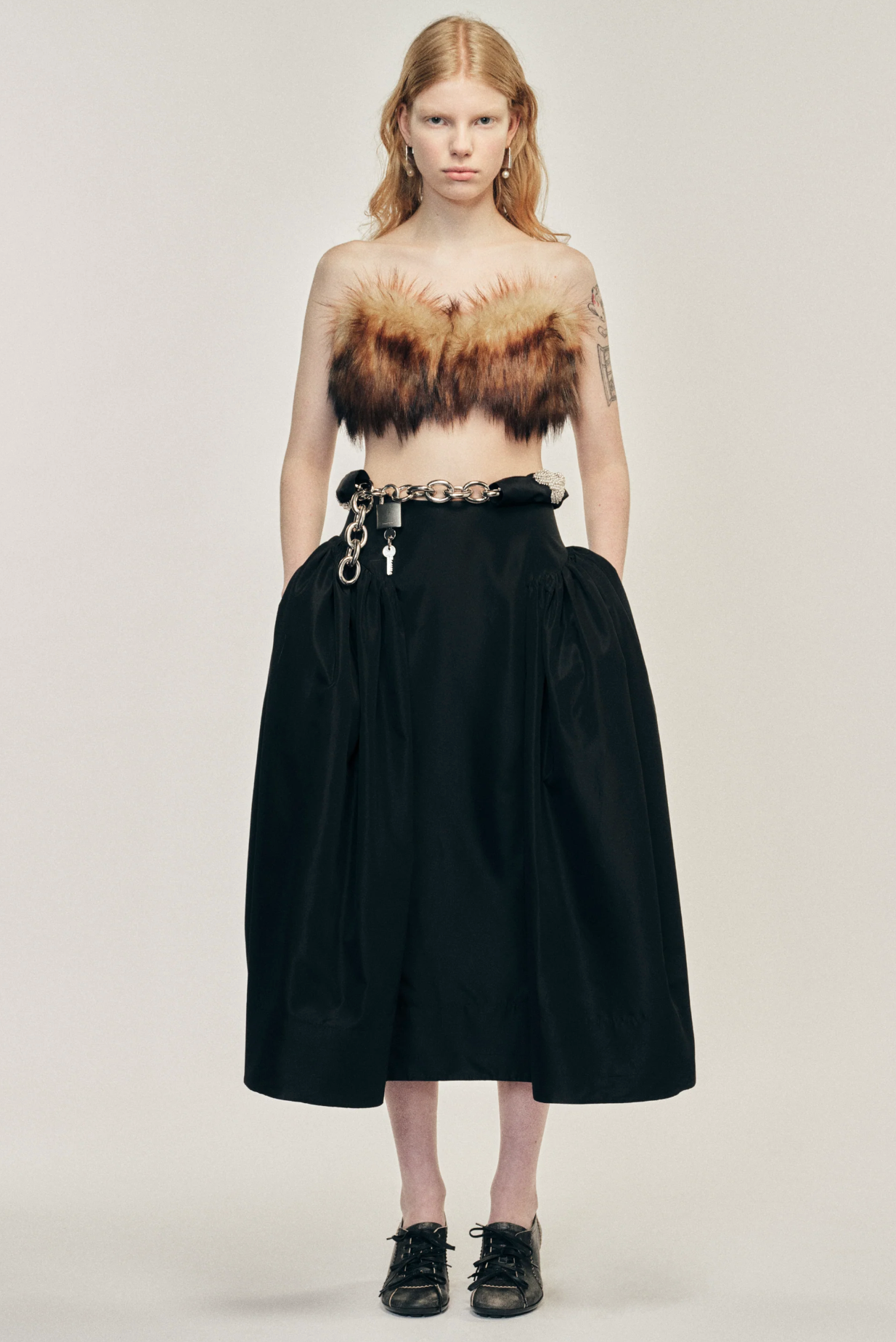 Hip Detail Bind Skirt Taffeta Black