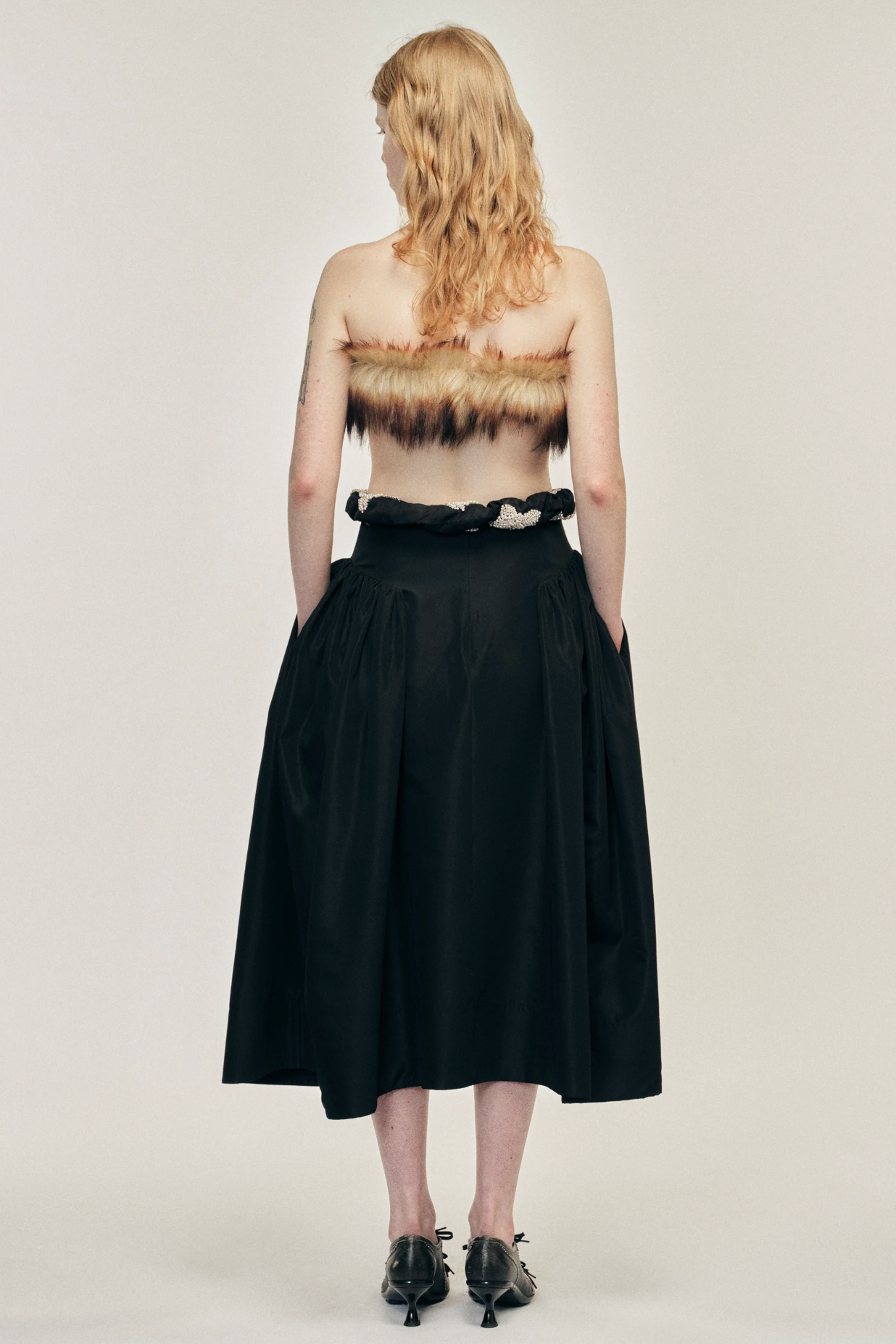 Hip Detail Bind Skirt Taffeta Black