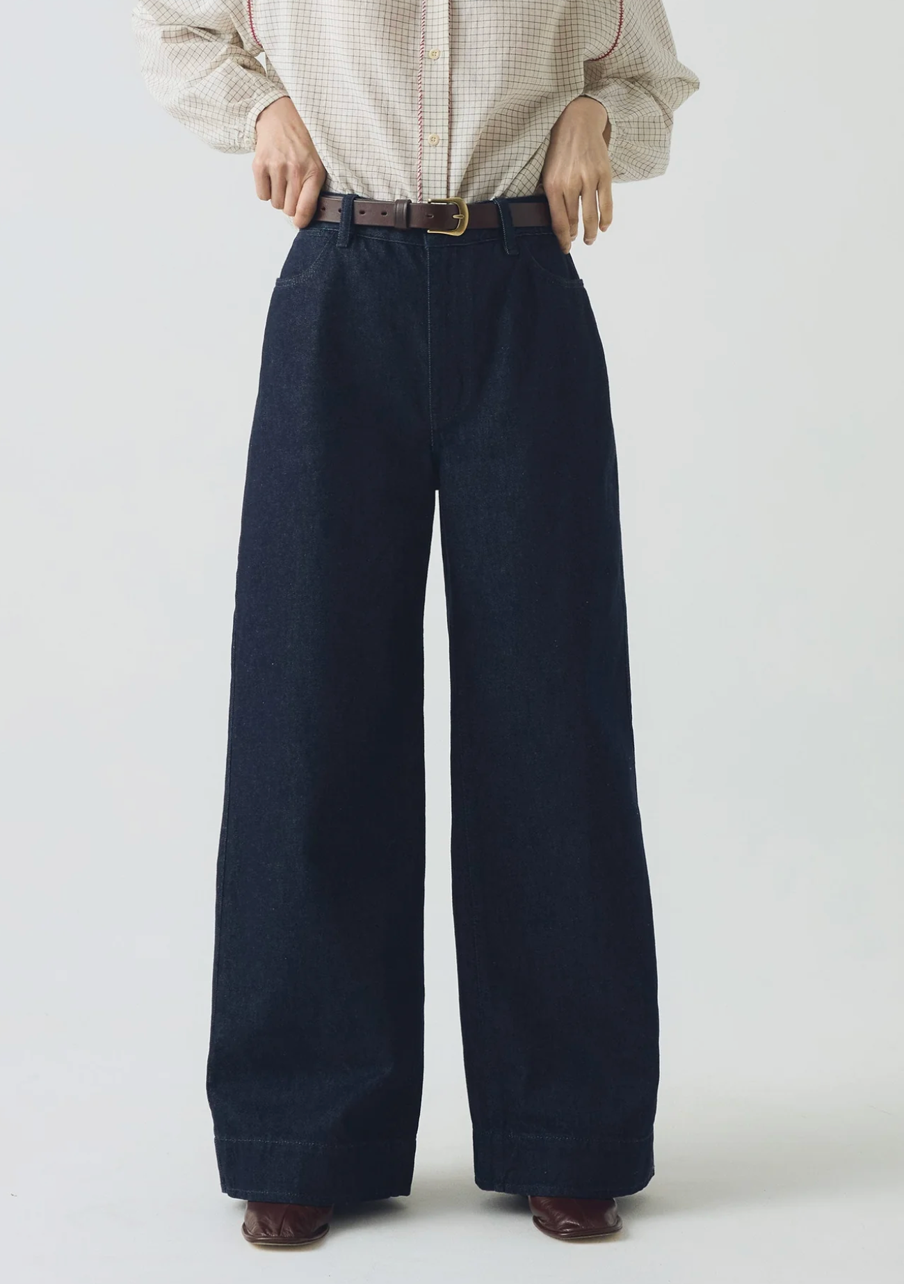 Wide Leg Denim Trousers Indigo