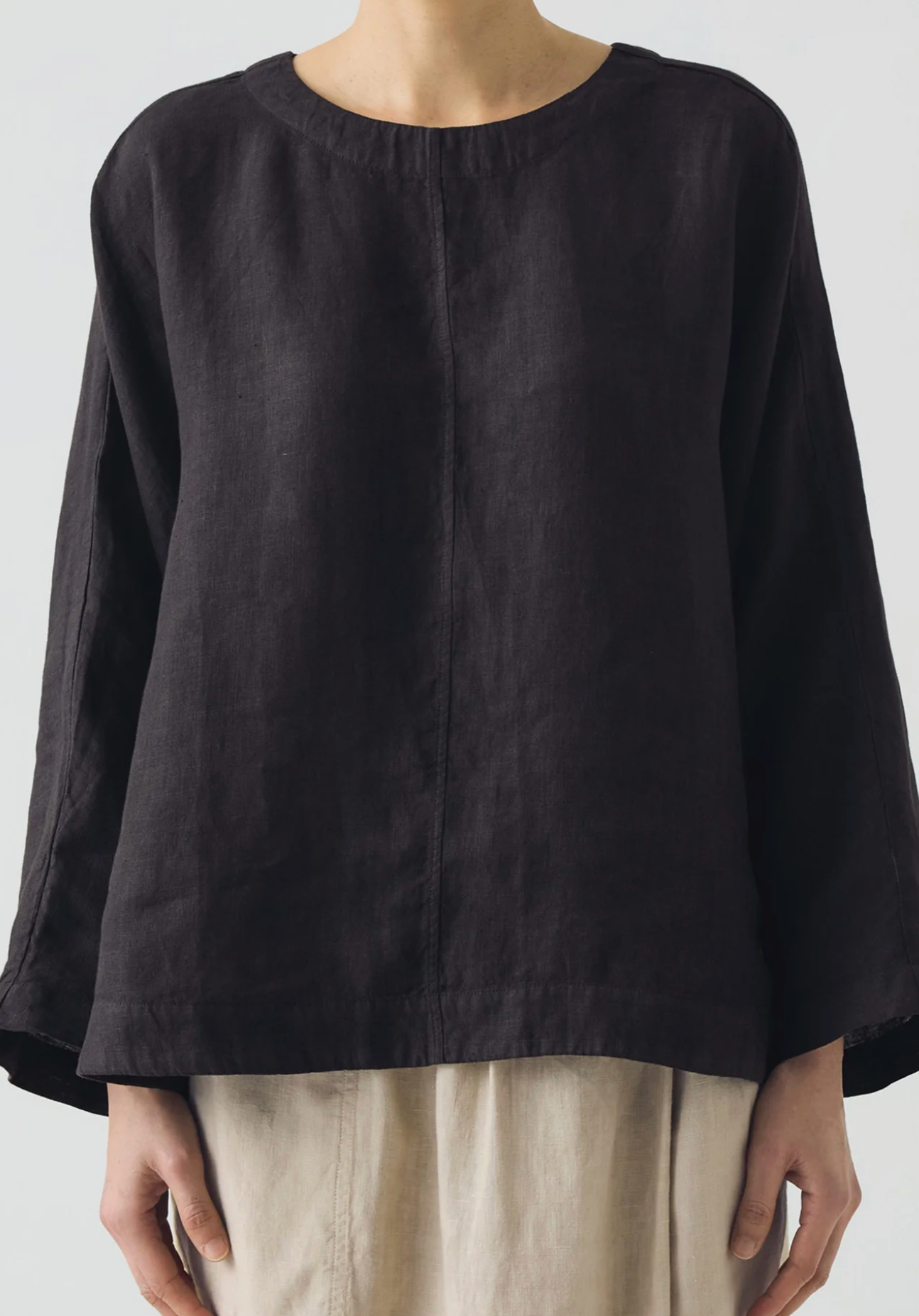 Garment Dyed Linen Top Black Pepper