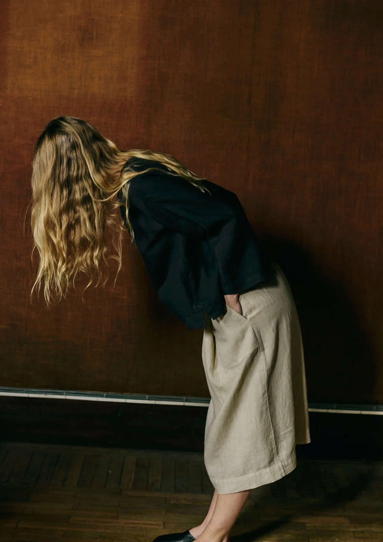 Garment Dyed Linen Top Black Pepper