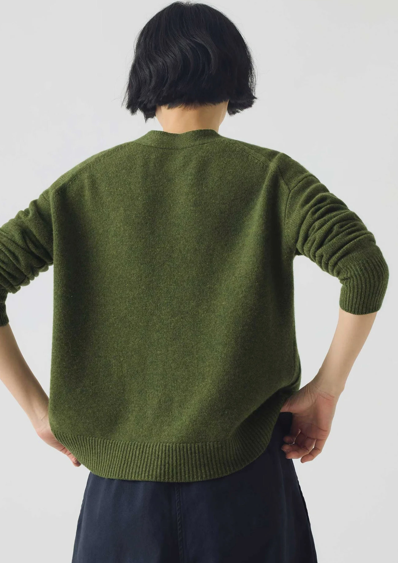 Ffion Wool Cashmere Boxy Cardigan Lawn Green