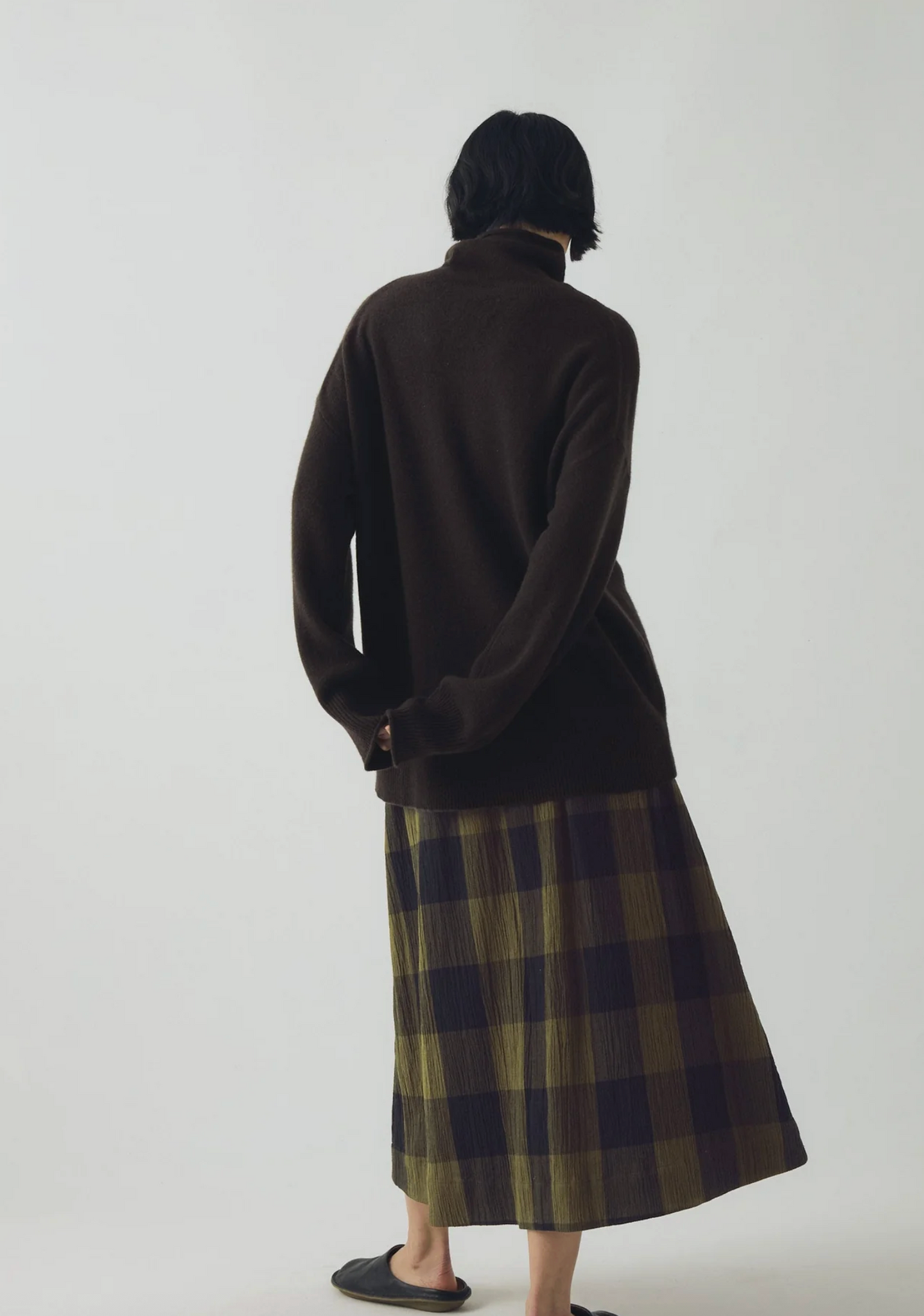 Roll Neck Wool Cashmere Sweater Brown