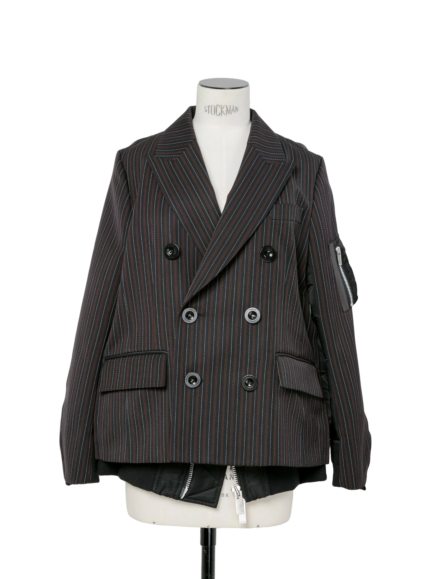 Stripe Doeskin x Nylon Twill Jacket Black