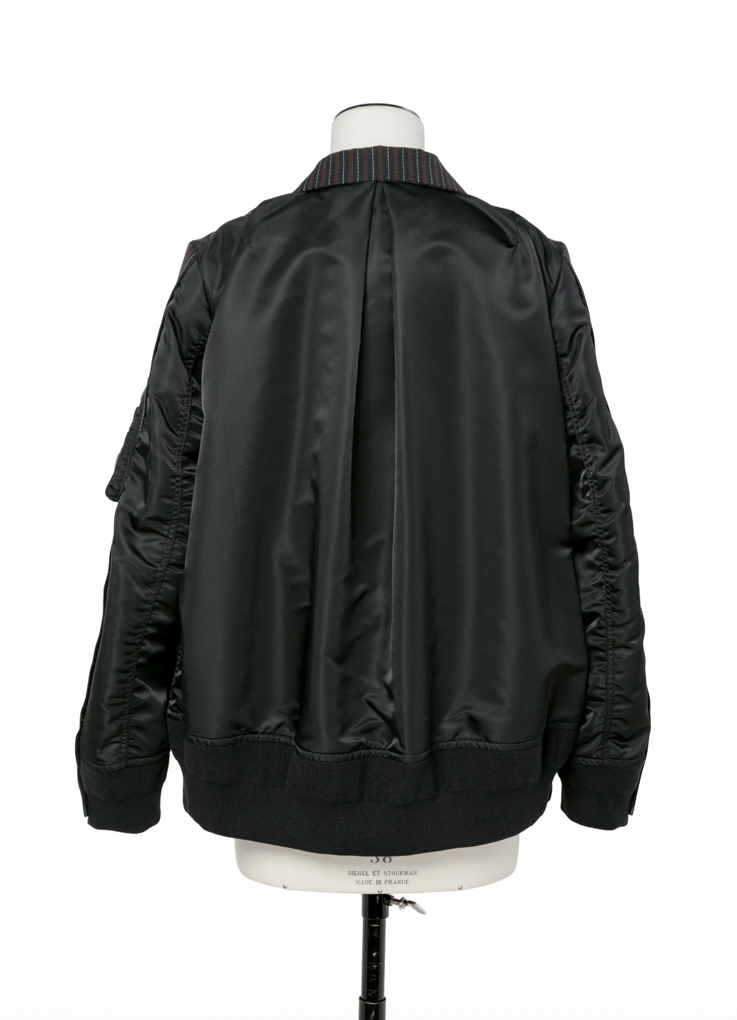 Stripe Doeskin x Nylon Twill Jacket Black