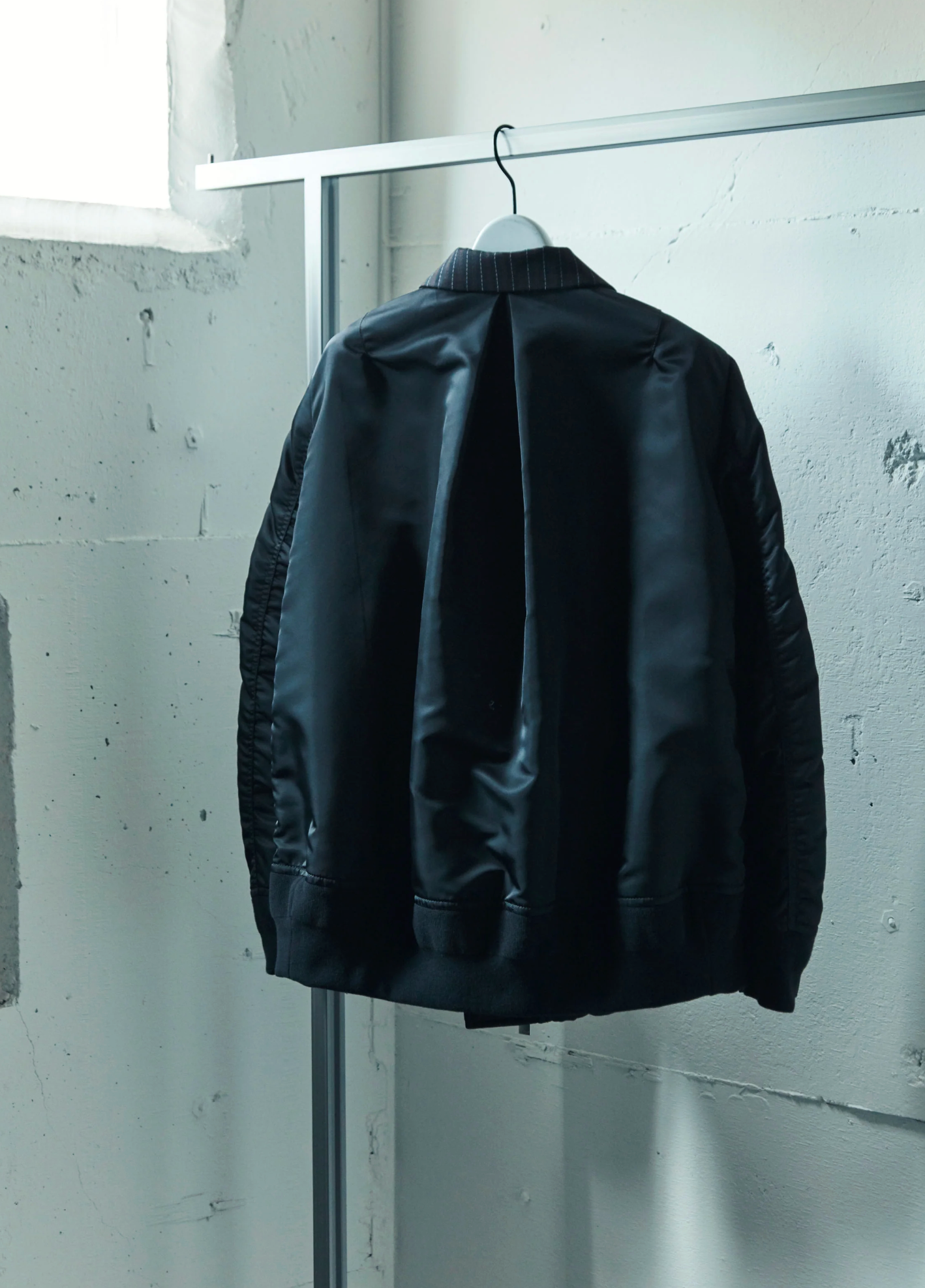 Stripe Doeskin x Nylon Twill Jacket Black