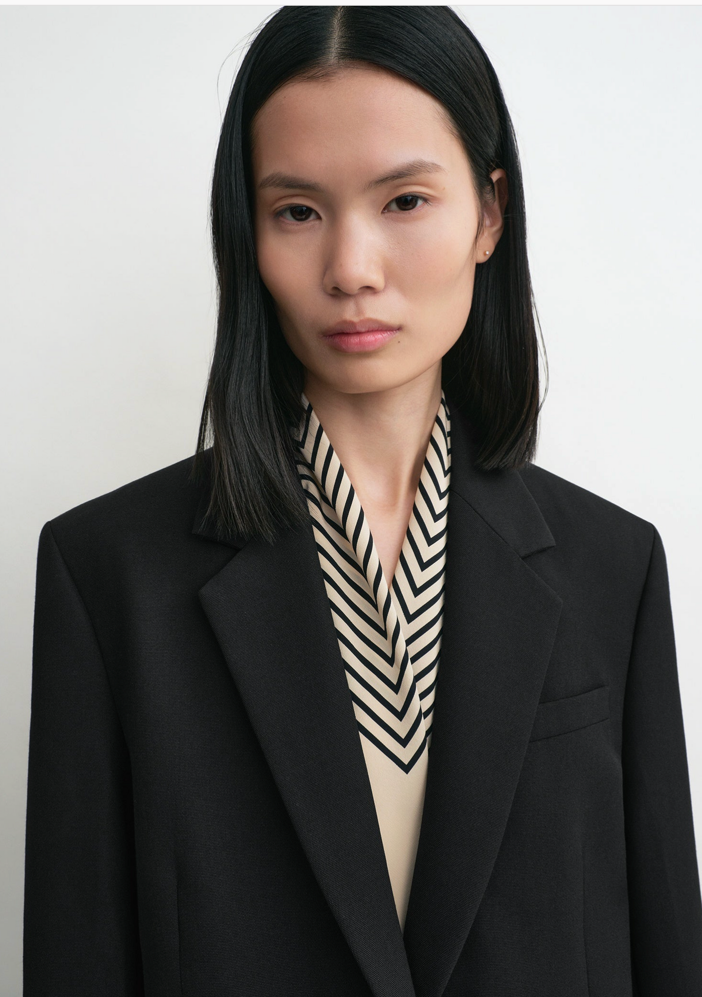 Centered Monogram Silk Scarf Cream