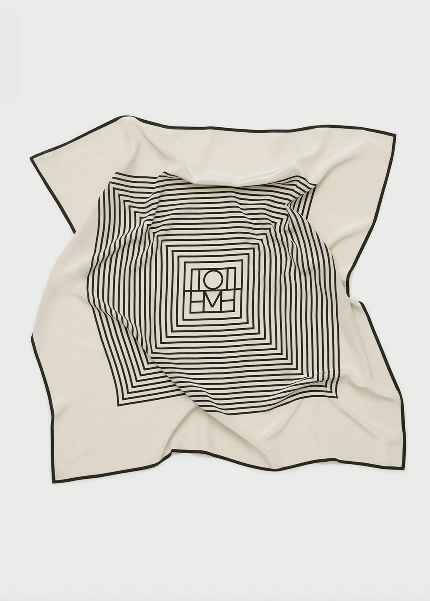 Centered Monogram Silk Scarf Cream