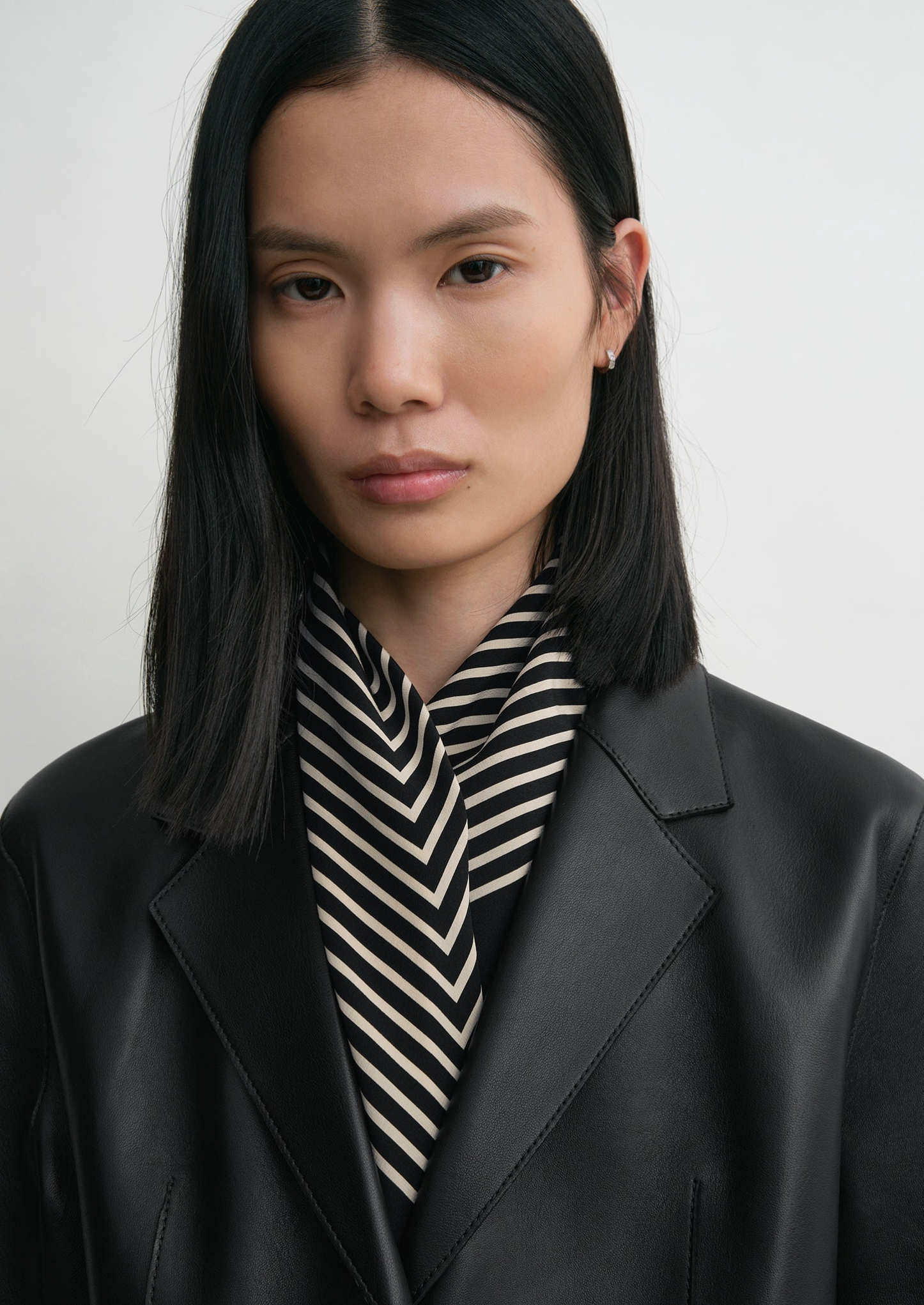 Centered Monogram Silk Scarf Black