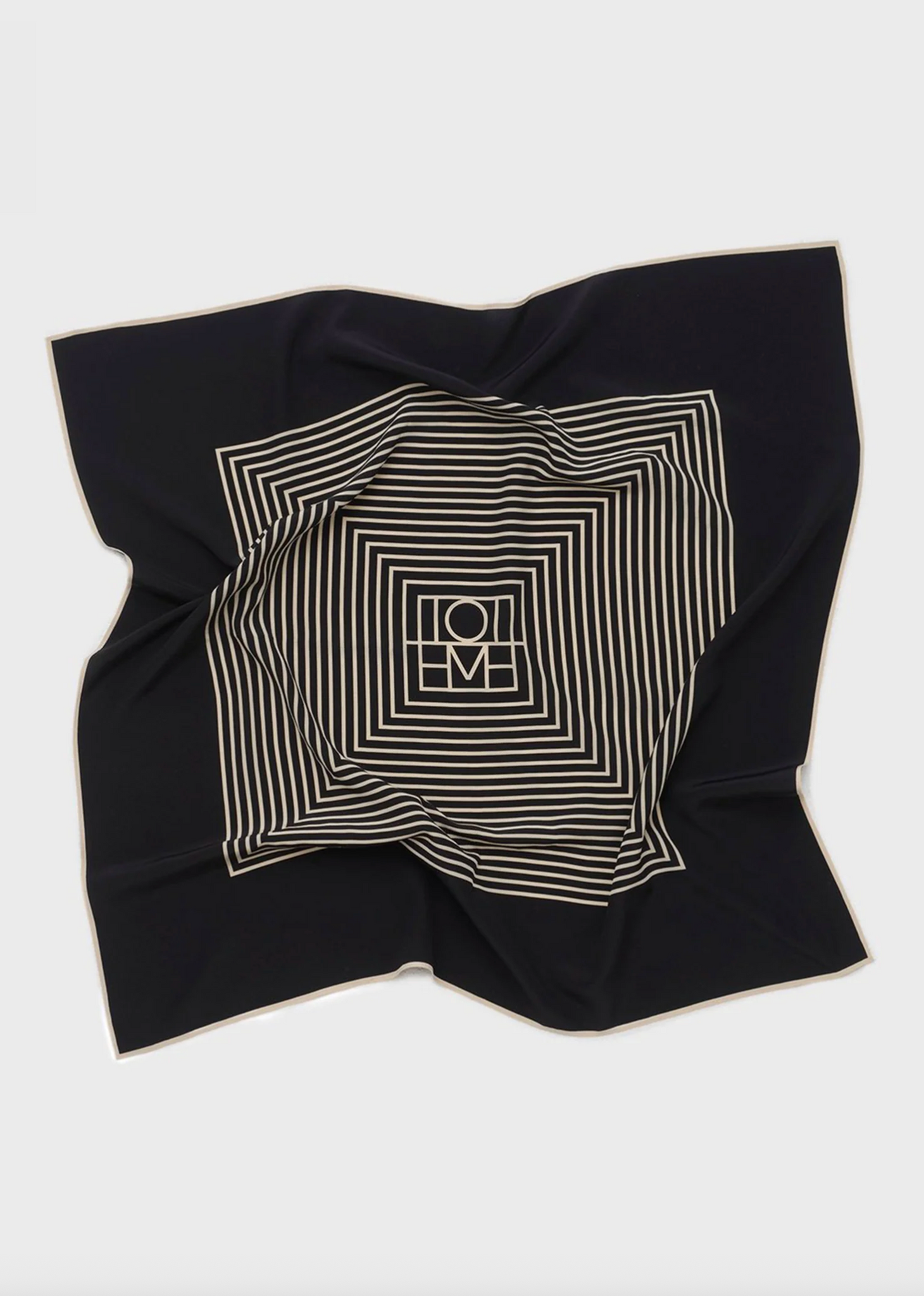 Centered Monogram Silk Scarf Black