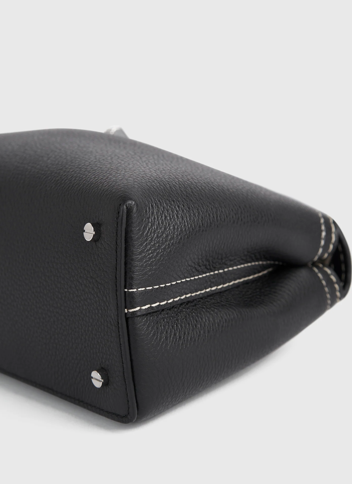 T-Lock Grained Leather Clutch Black