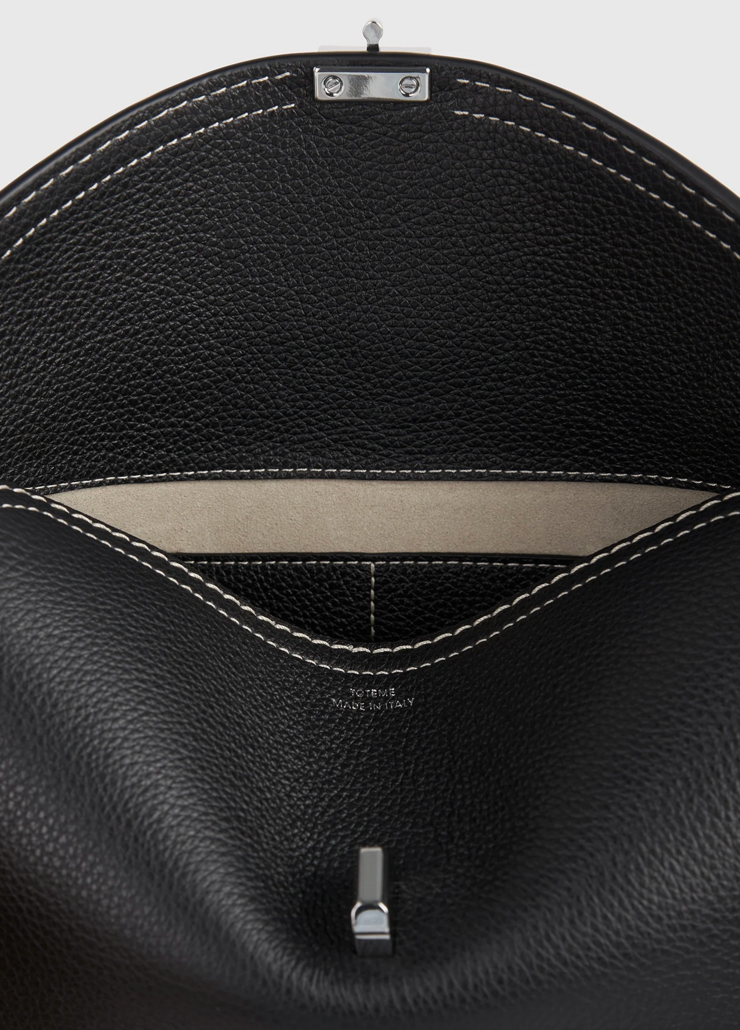 T-Lock Grained Leather Clutch Black