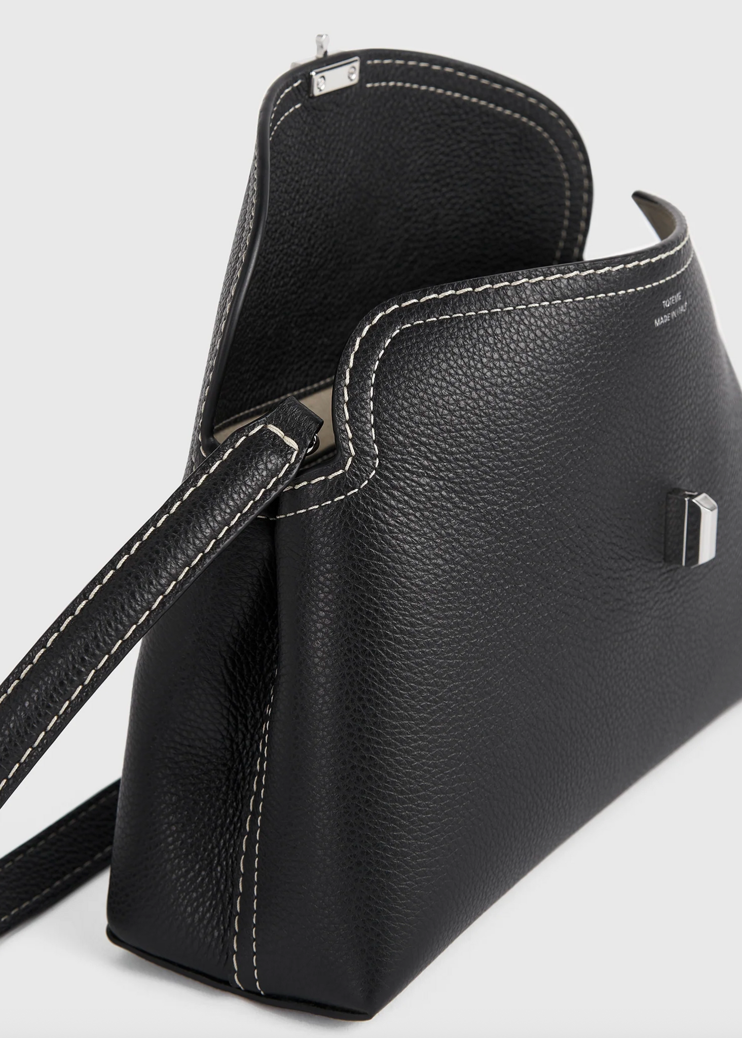 T-Lock Grained Leather Clutch Black