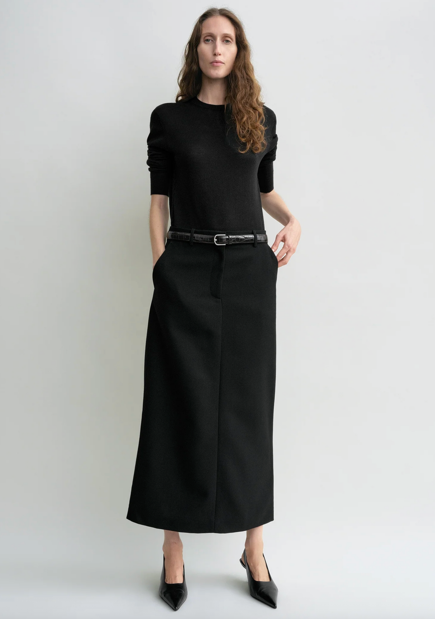 Low Waist Straight Skirt Black