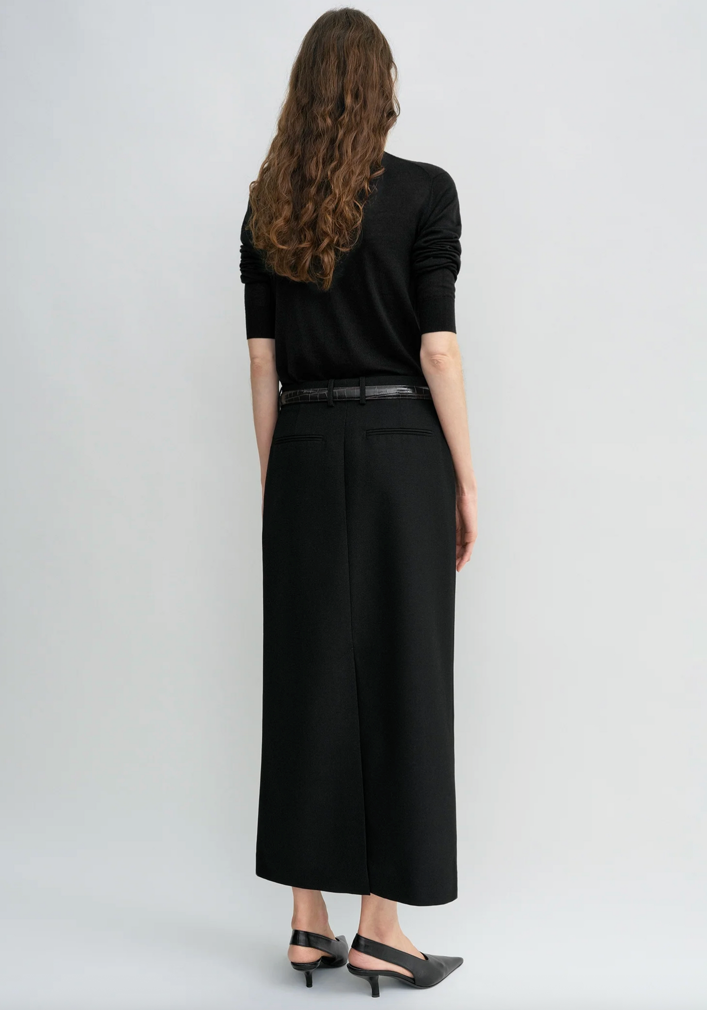 Low Waist Straight Skirt Black