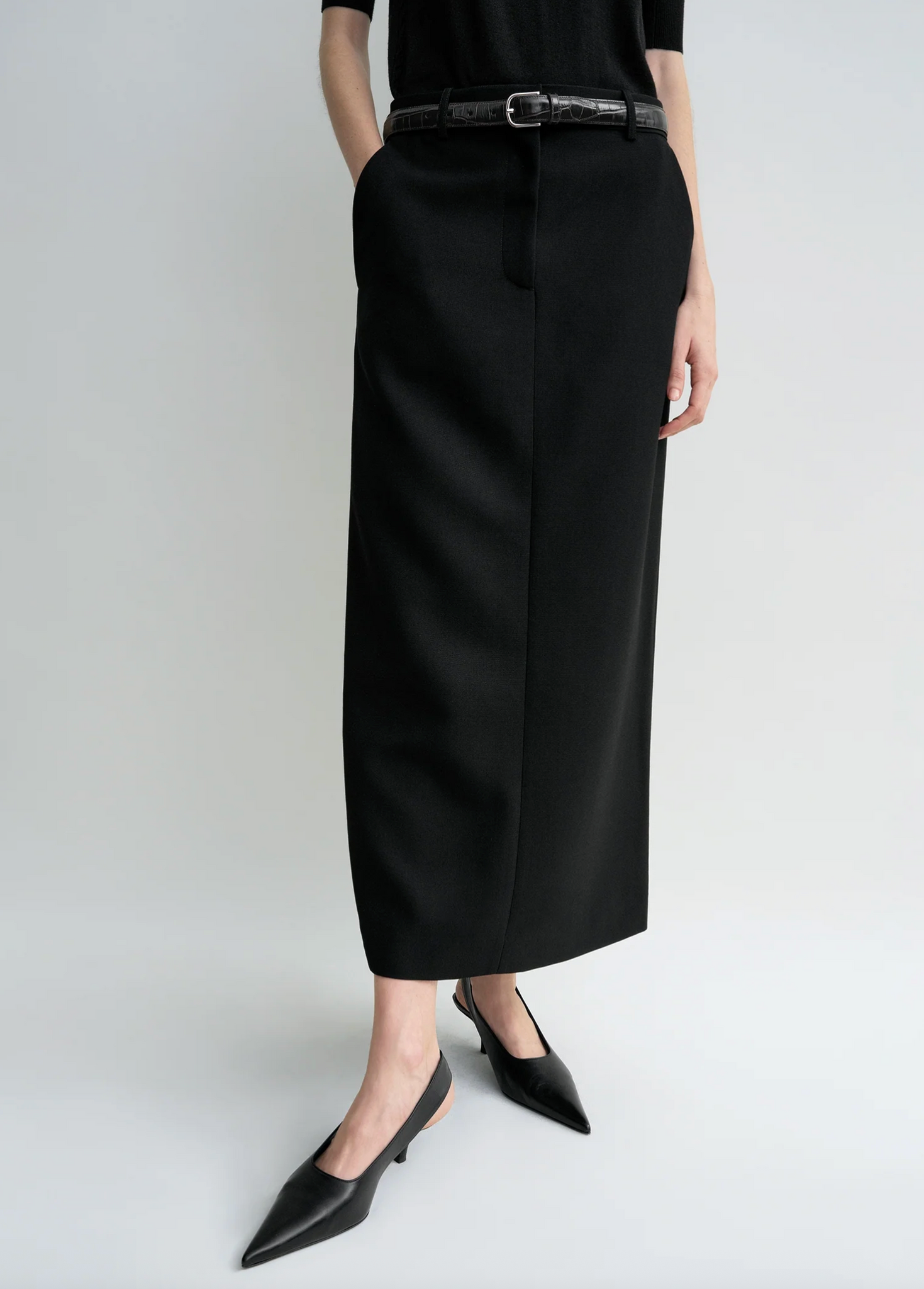 Low Waist Straight Skirt Black