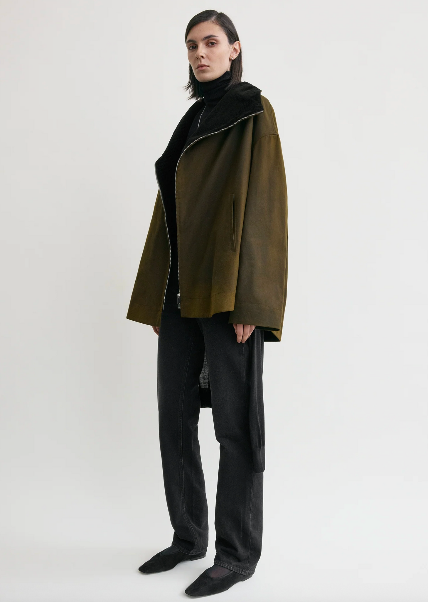 Zipped Funnel Jacket Bark