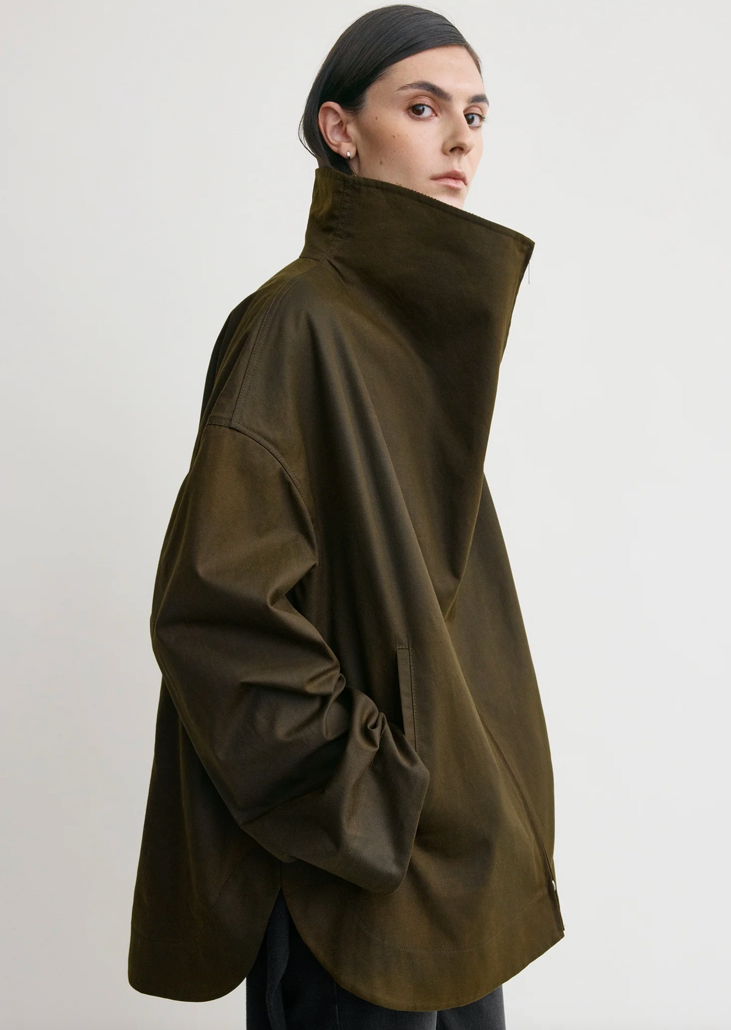 Zipped Funnel Jacket Bark