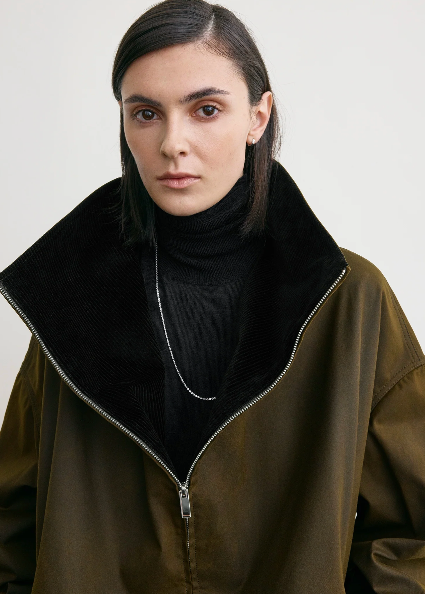 Zipped Funnel Jacket Bark
