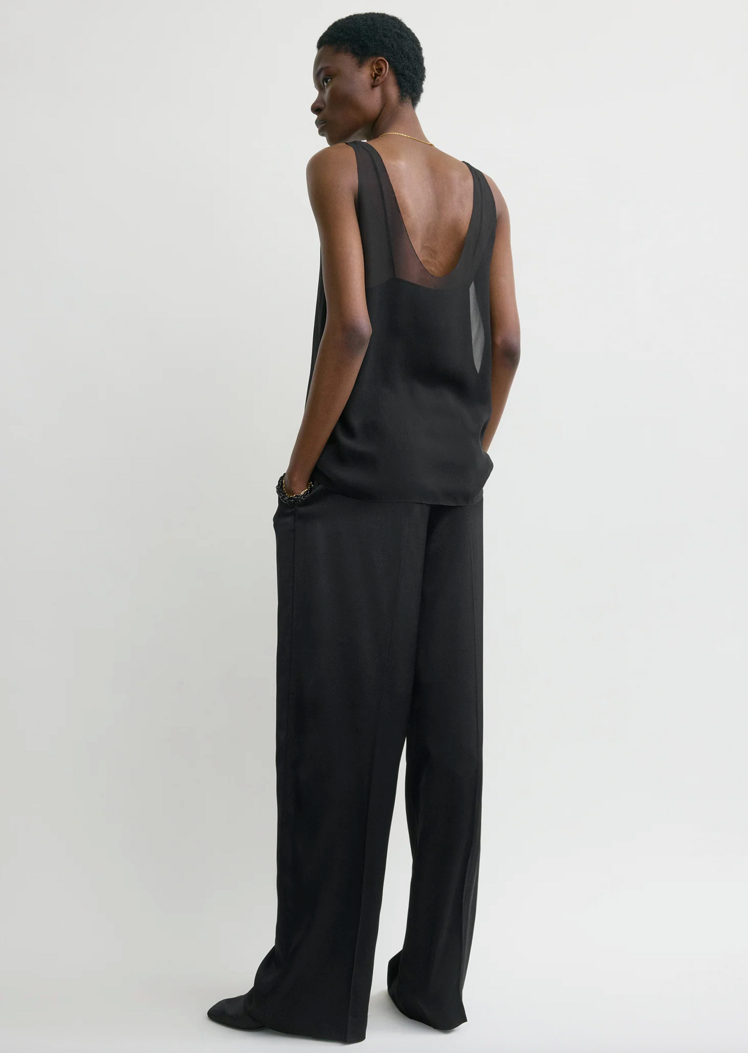 Chiffon Slip Top Black