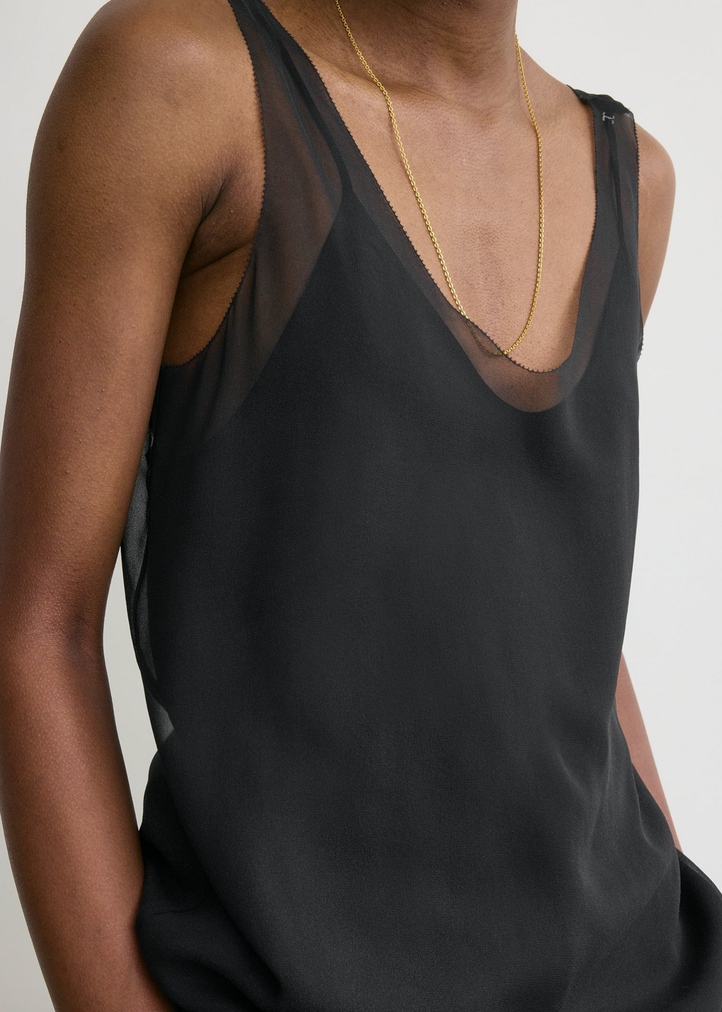 Chiffon Slip Top Black