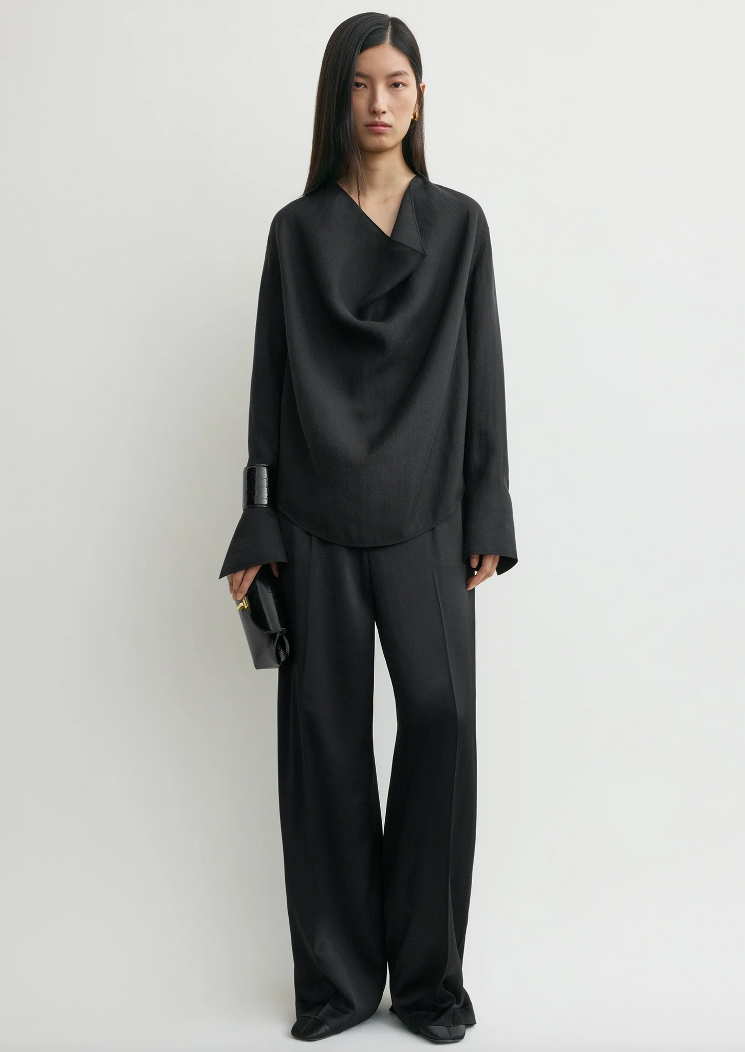Cowl Blouse Black