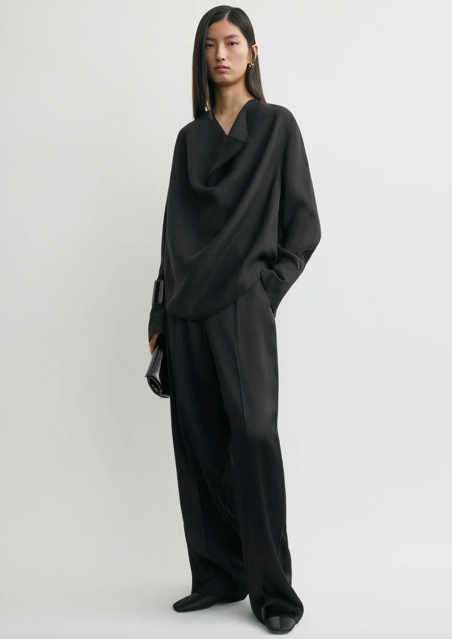 Cowl Blouse Black