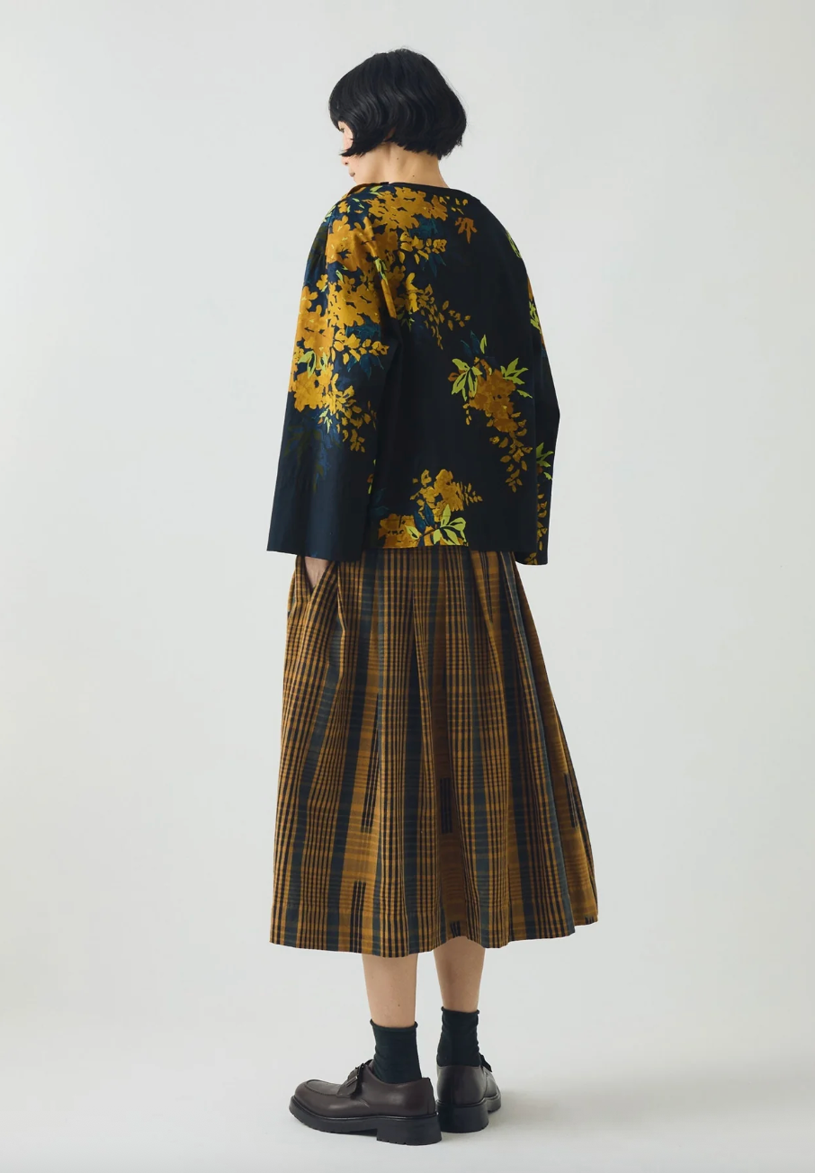 Space Dyed Check Wrap Skirt