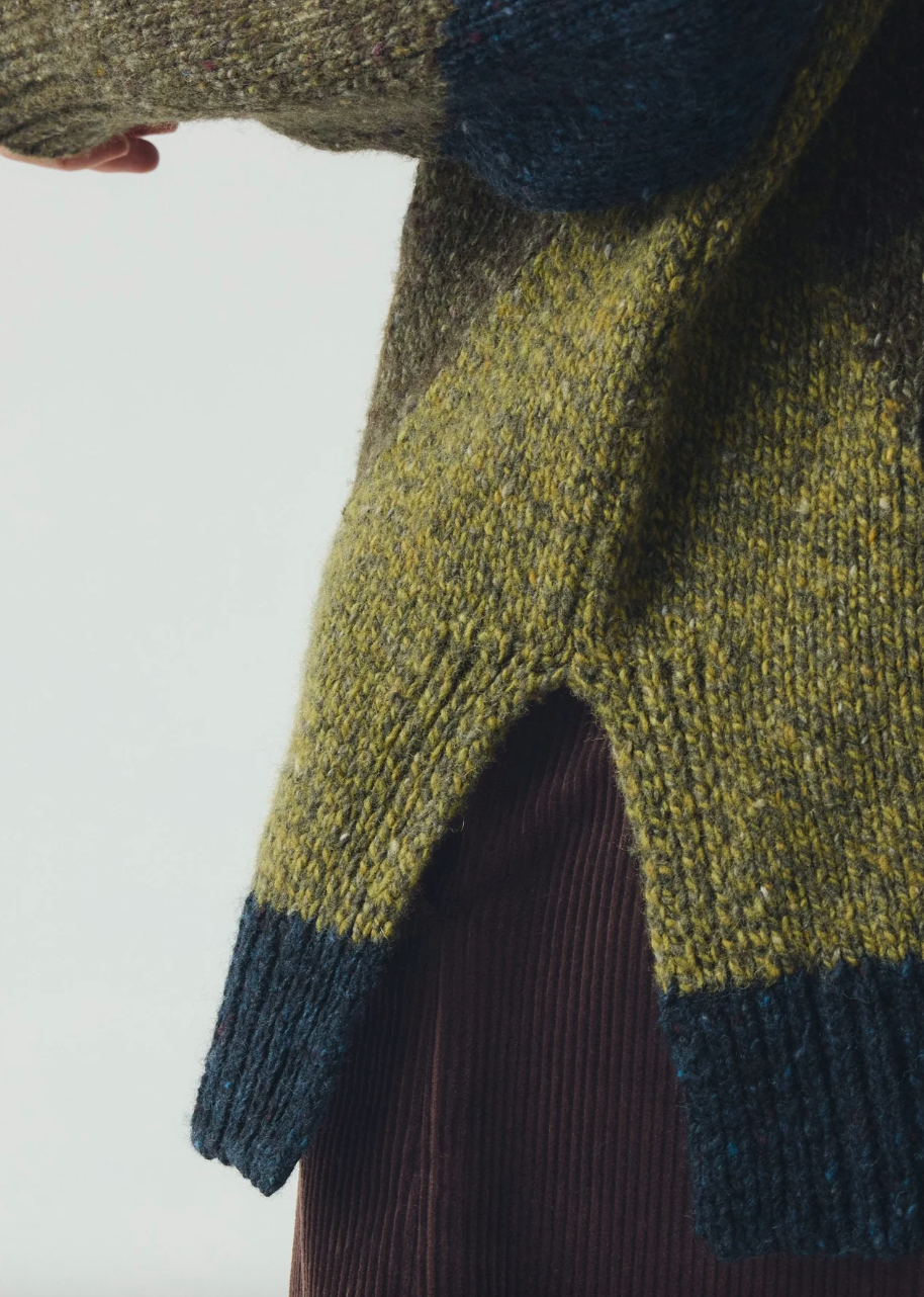 Marled Argyle Blocked Sweater Olive Multi