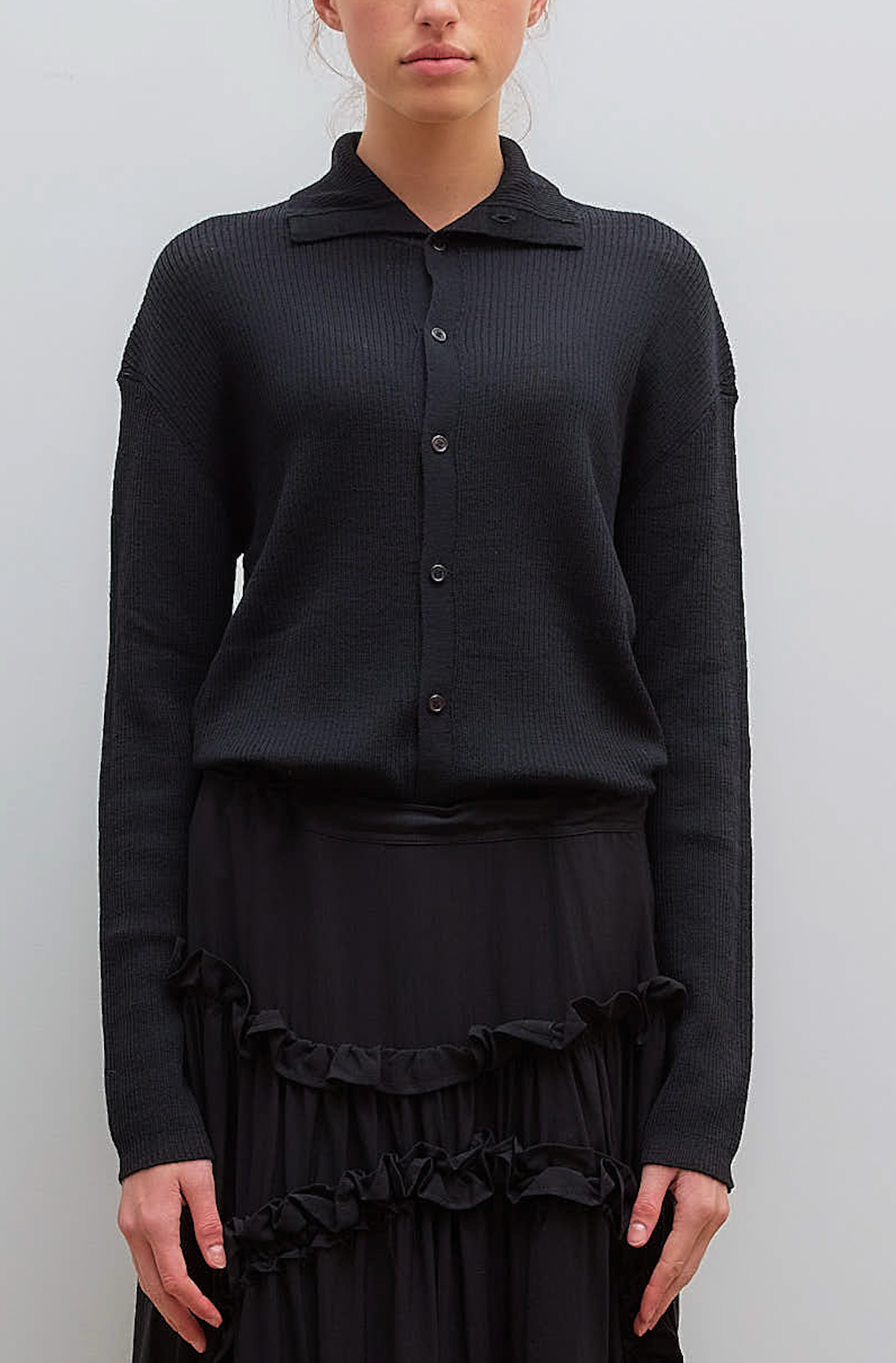 Rib Cardigan Black