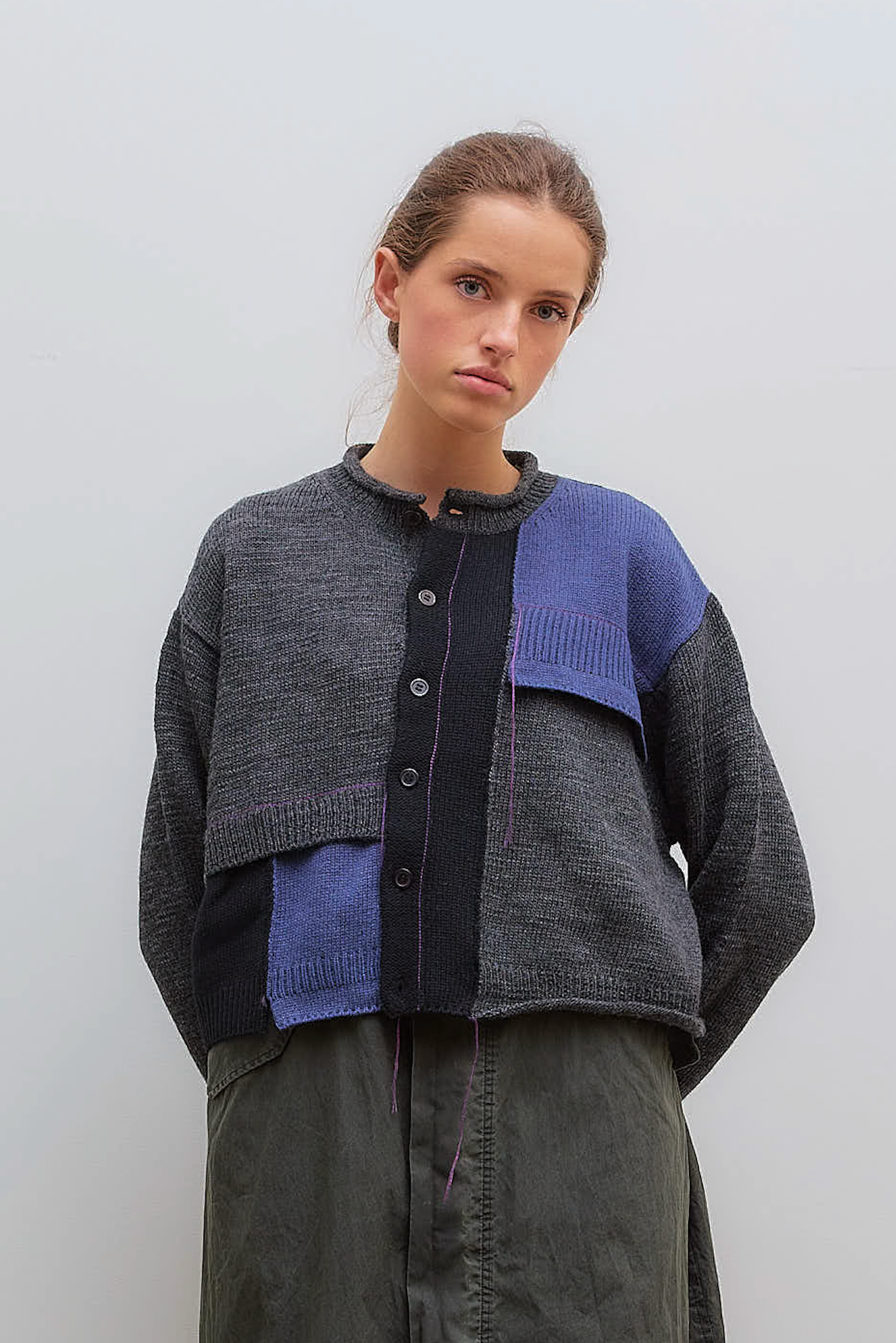 Patchwork Cardigan Grey