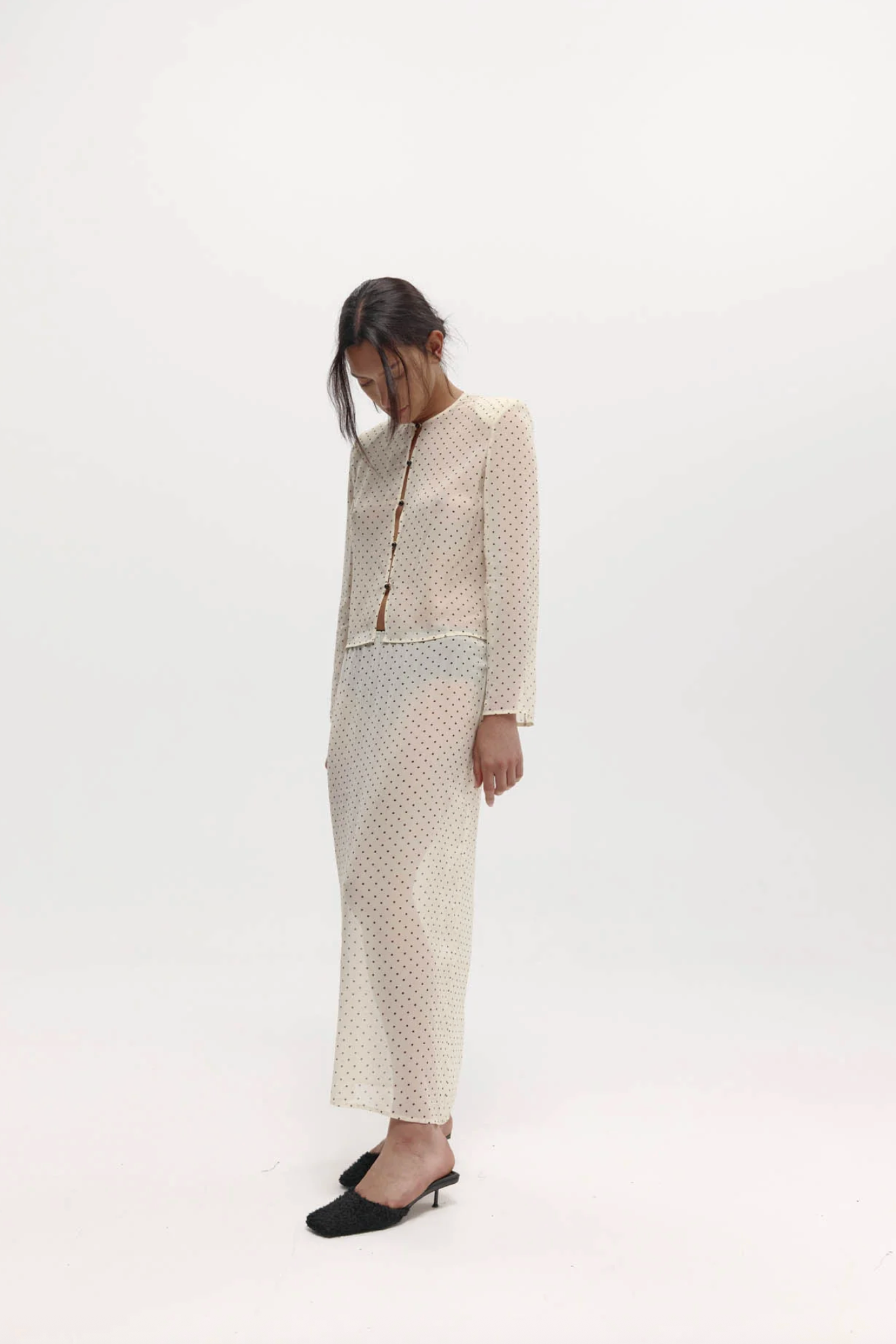 Eileen Top Cream Polka Dot Silk