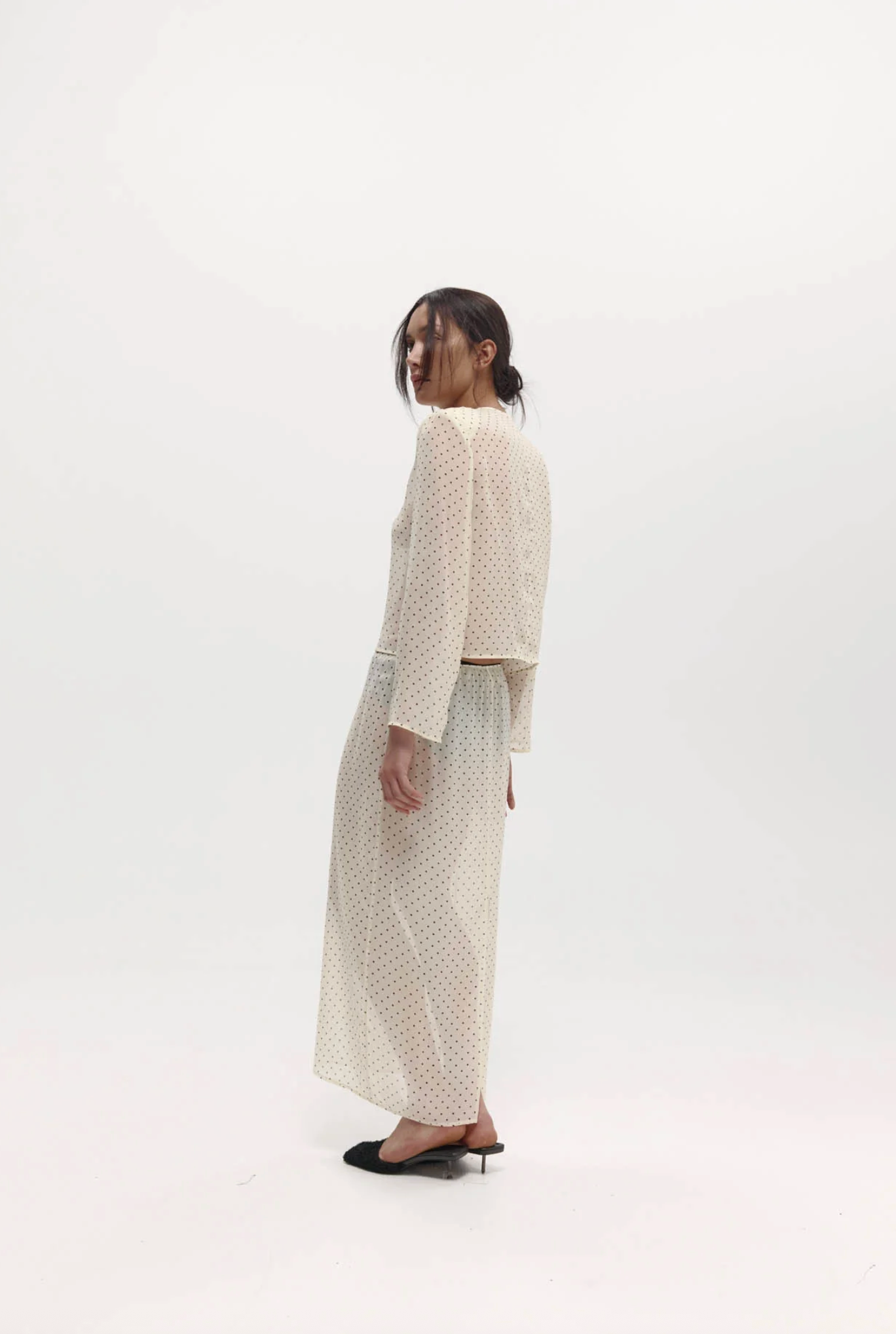 Eileen Top Cream Polka Dot Silk