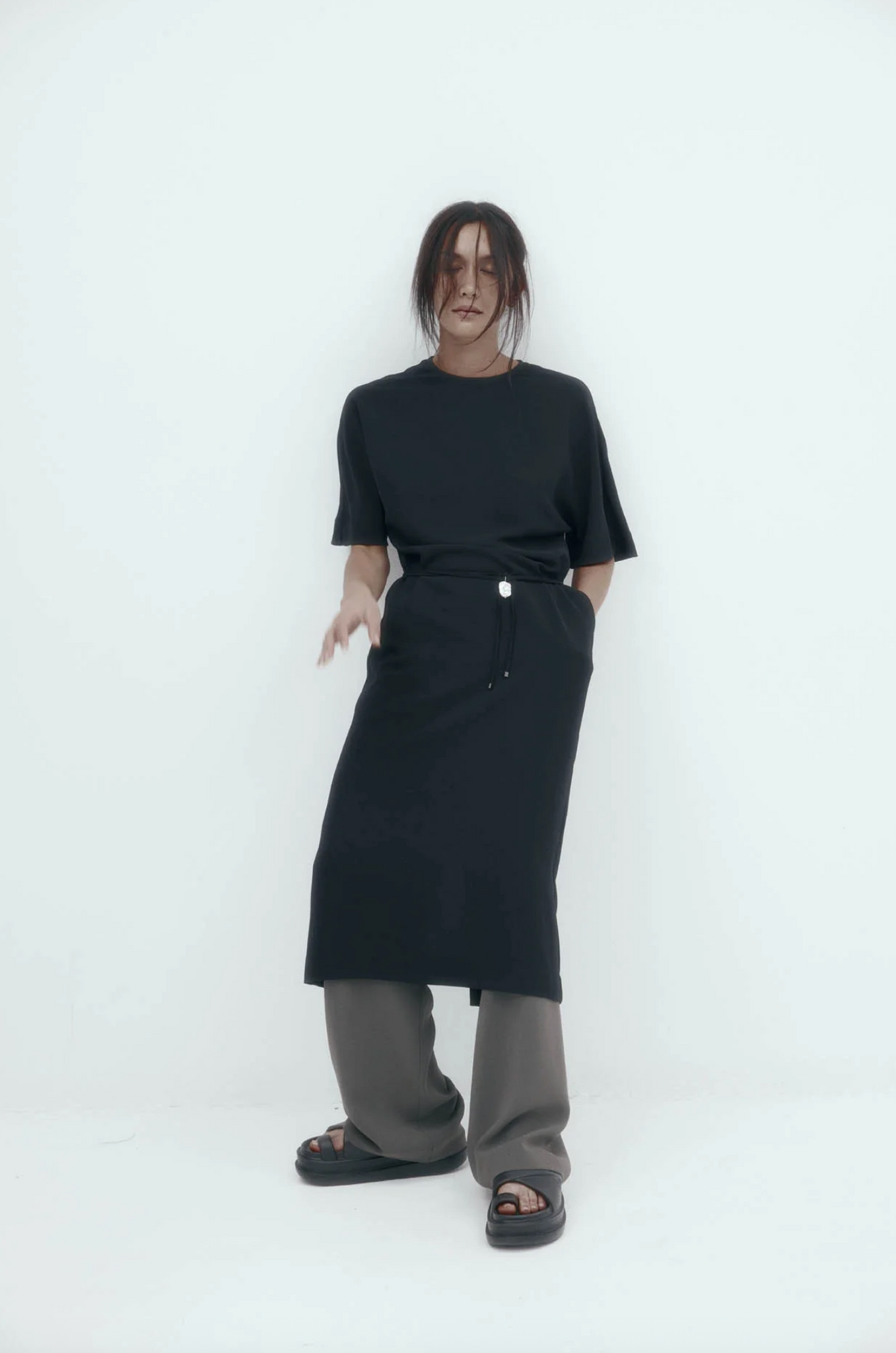 Dennison Dress Black Drape Suiting