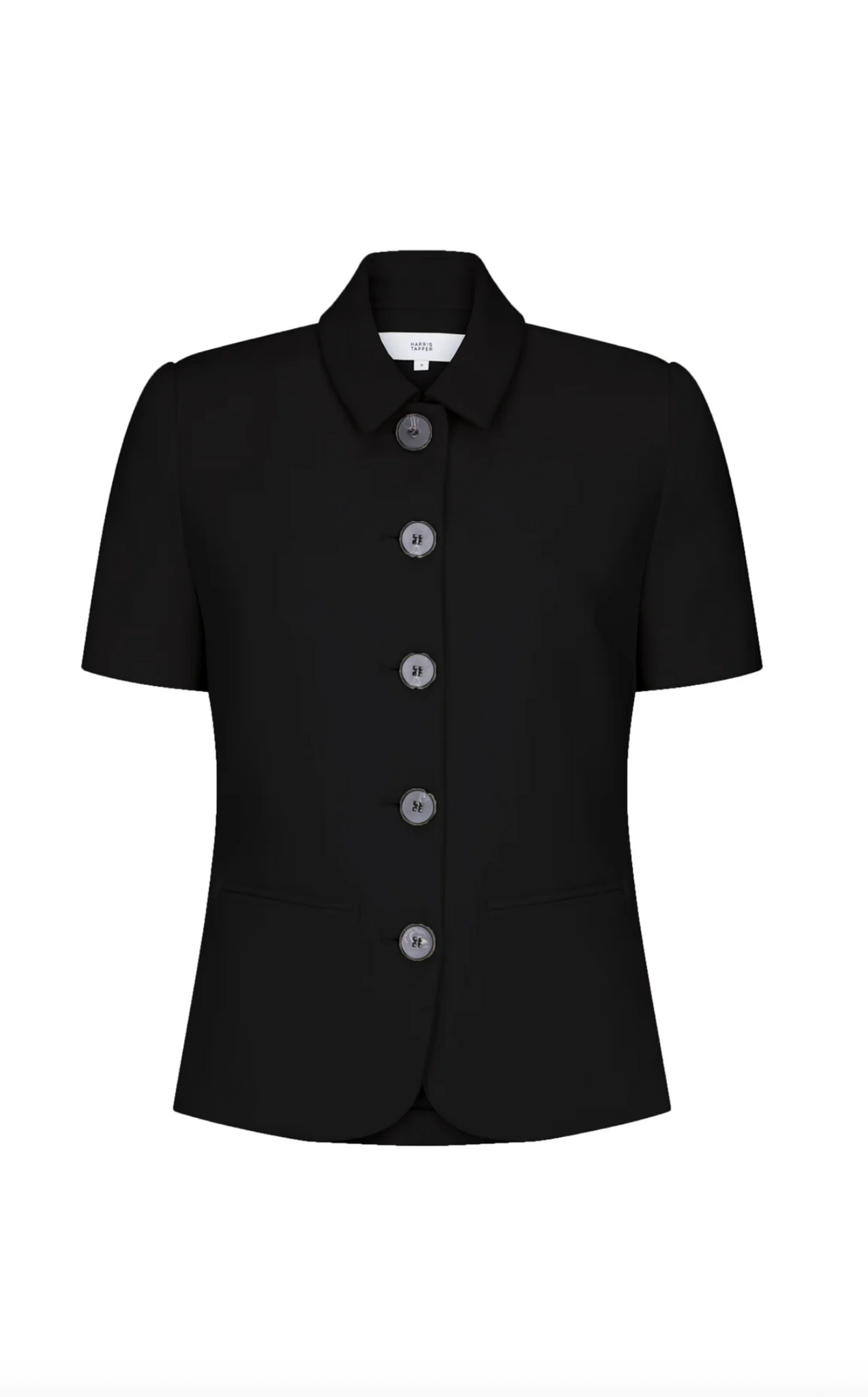 Short Sleeve Bardot Blazer Black Bonded Suiting