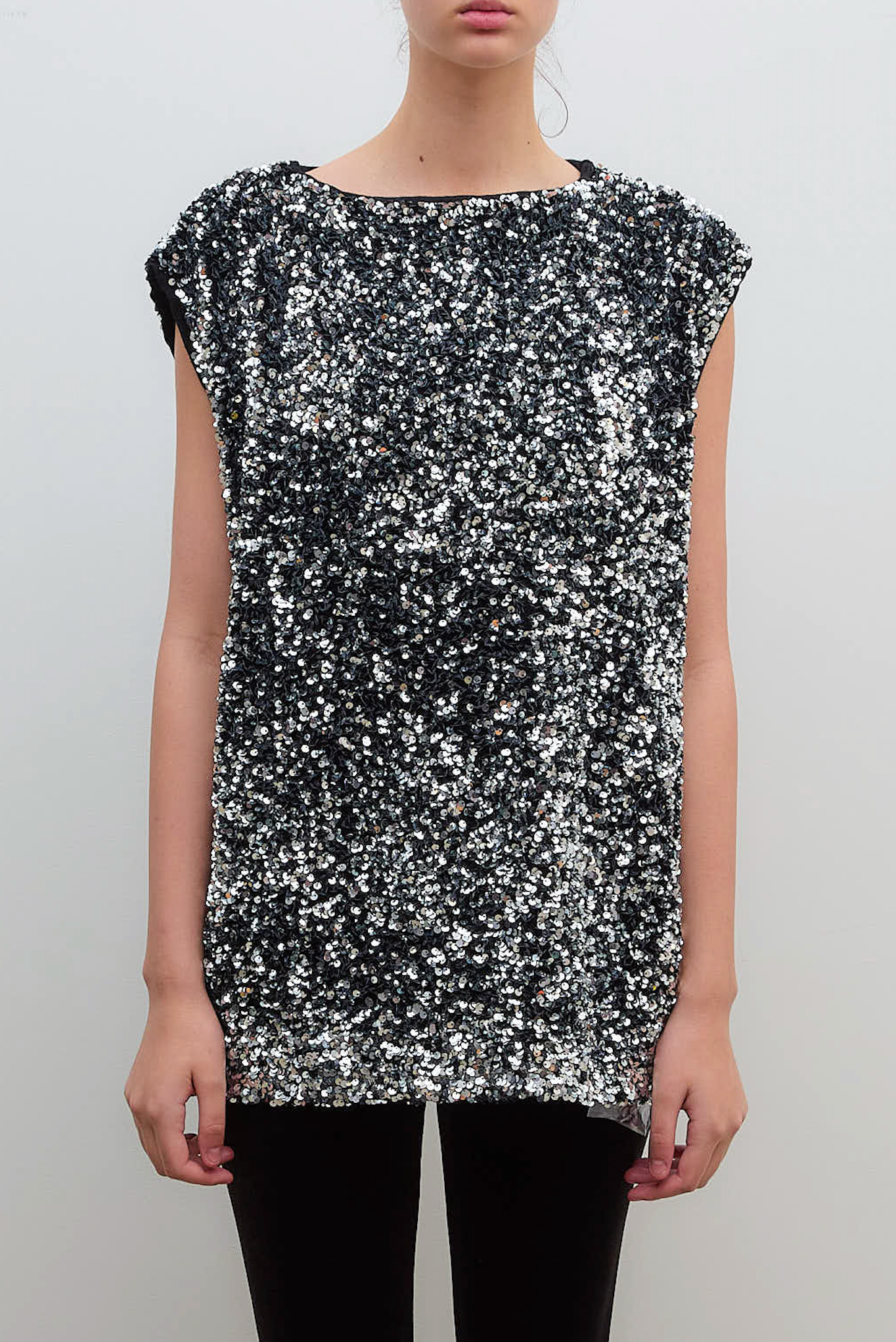 Sequin Blouse Black Silver