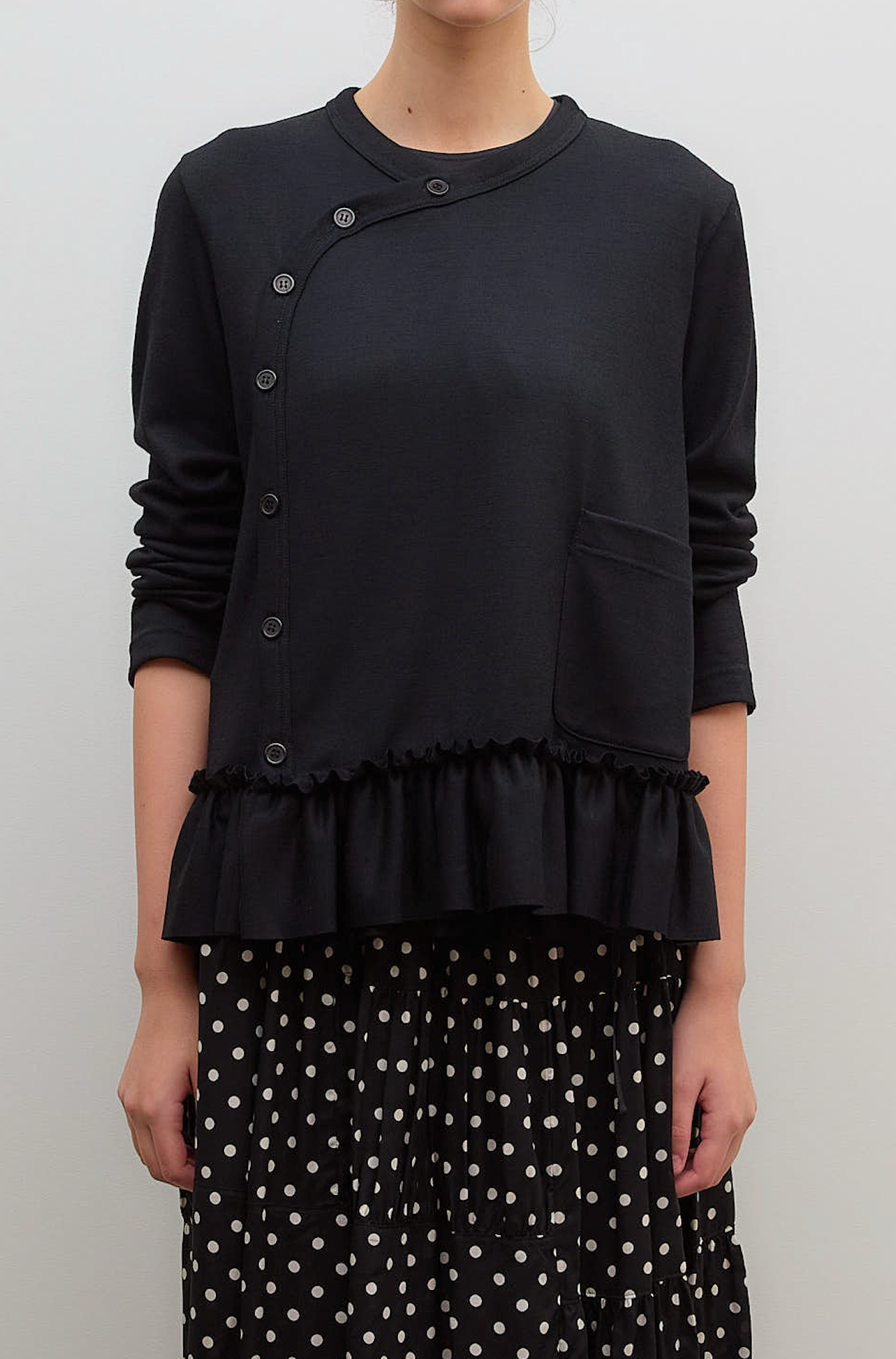 Long sleeve T-Shirt Frill Black