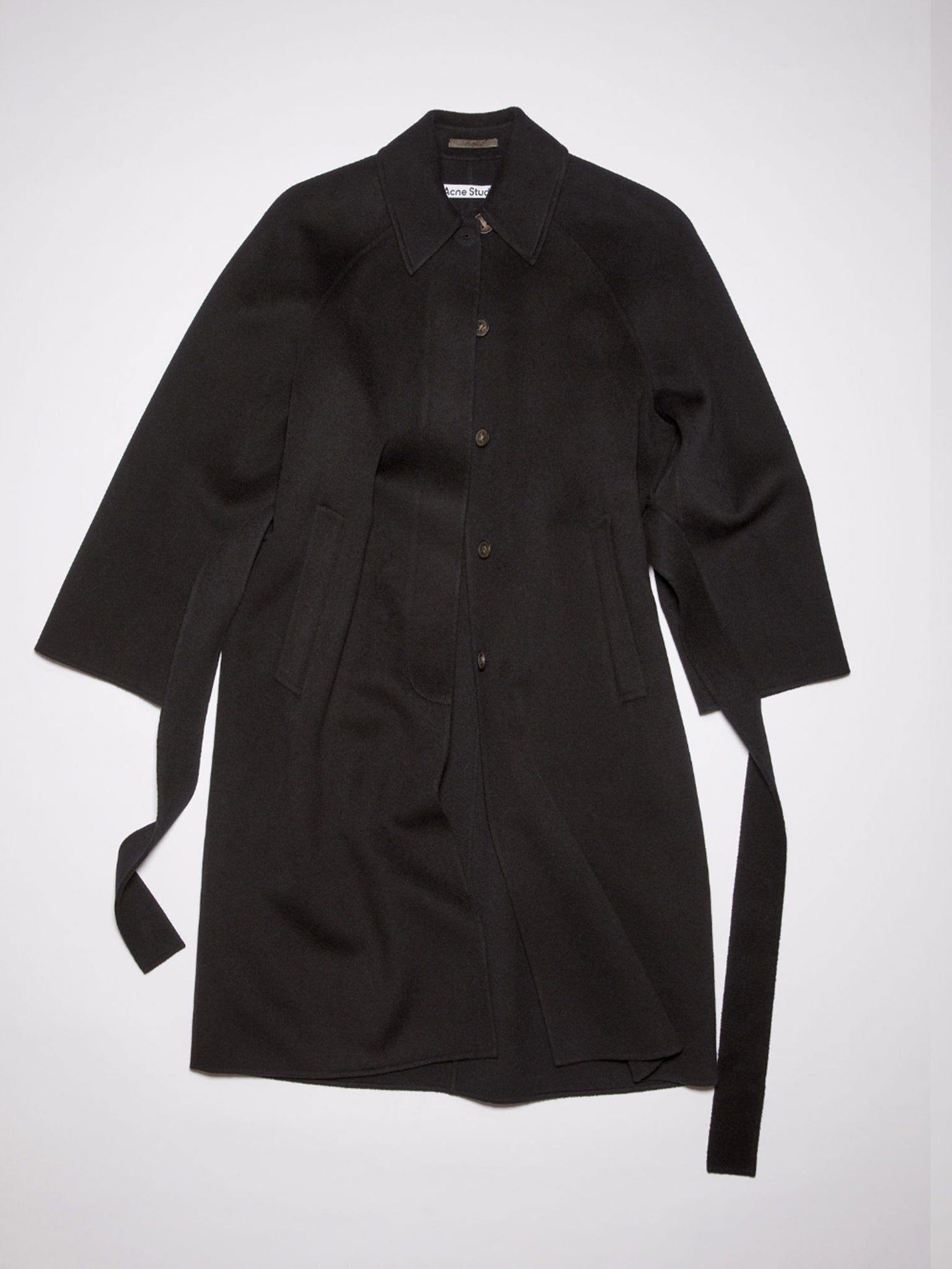 Single Breasted Belted Coat Black